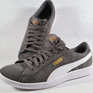 PUMA Vikky Womens 7 Gray Suede Soft Foam Lace Up